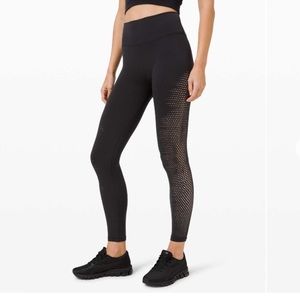 Lululemon Reveal Velocity 7/8 Length Black Leggings Cut Outs